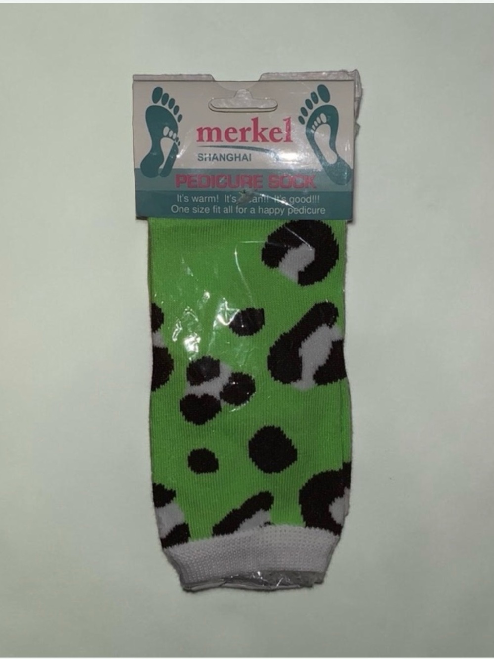 New Lime Green Cheetah Print Pedicure Sock